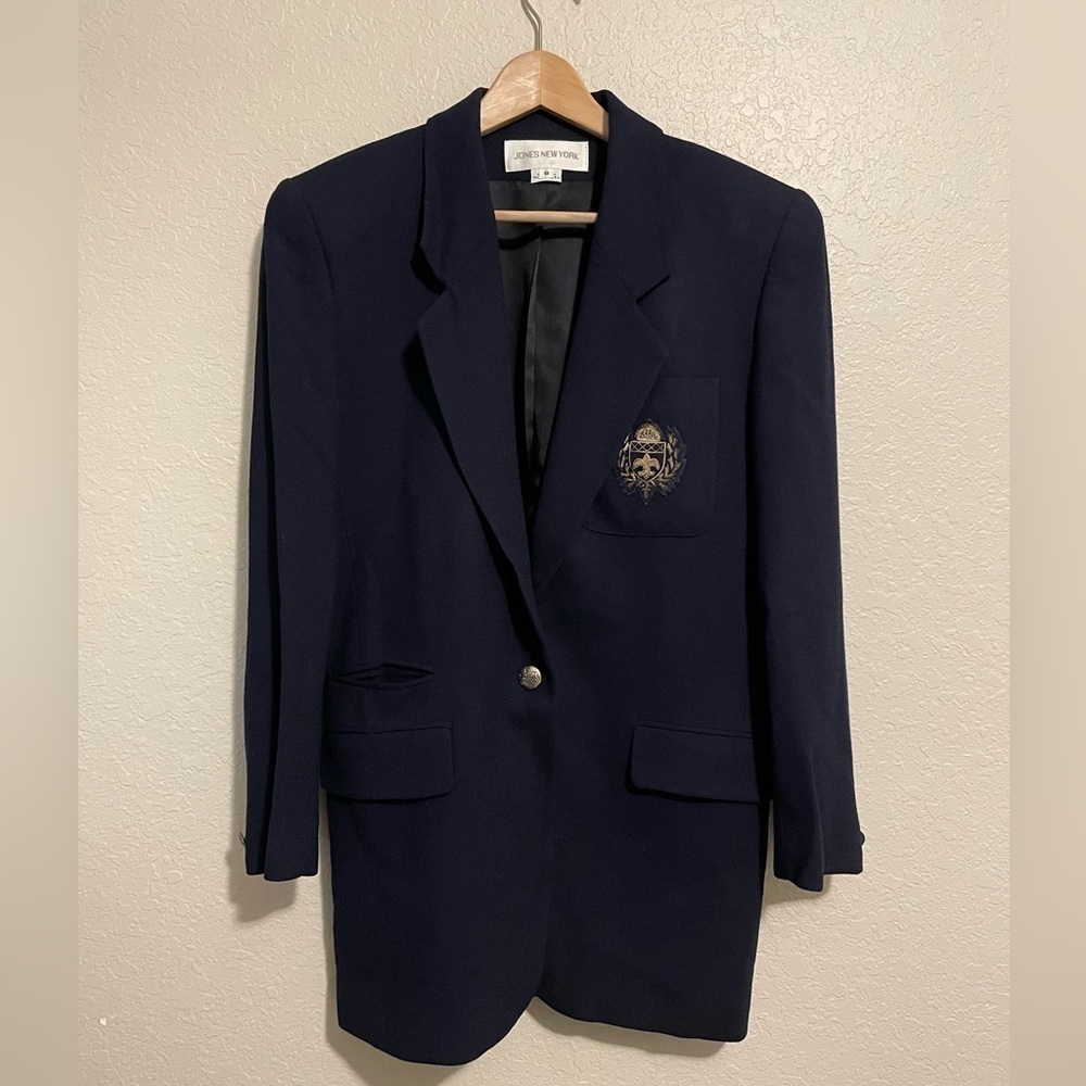 Vintage Jones New York Librarian Chic Women’s Navy Blue Blazer Jacket Size 6